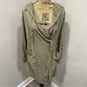 Hollister Green Oversized Drawstring Zip Up Lightweight Utility Jacket Size XS